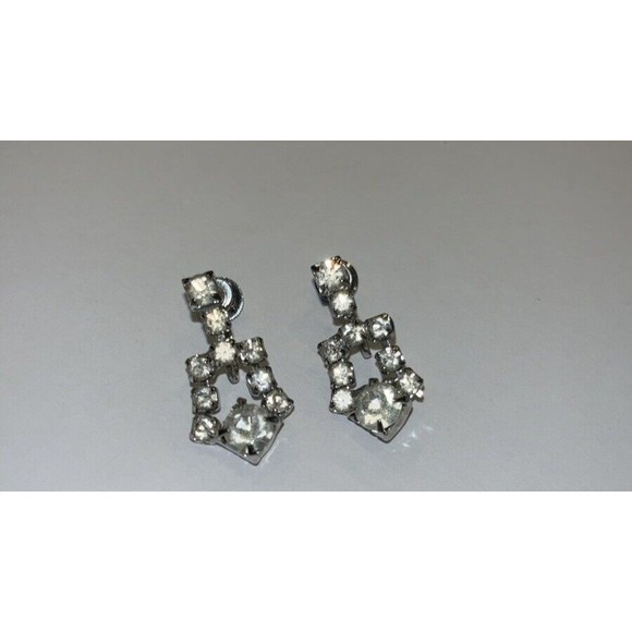 CORO Signed Vintage Earrings Lot of (2 pair) Rhinestone Screw & Clip A11… - Picture 3 of 12